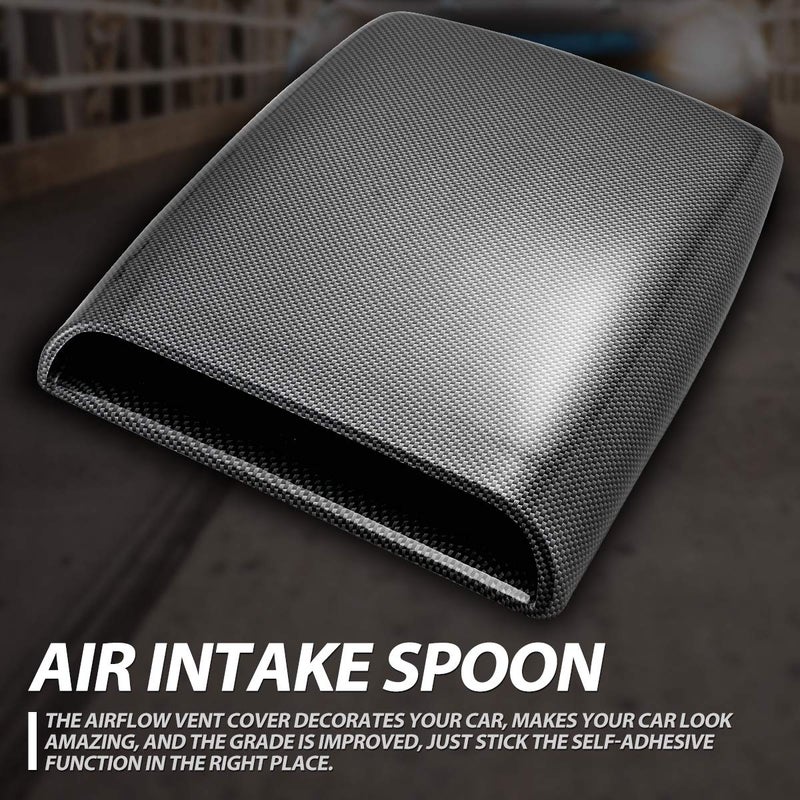 KaTur Universal Car Decorative Air Flow Intake Hood Scoop Vent Turbo Bonnet Cover Carbon Friber - Image 2
